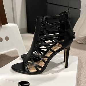 Aldo black strappy leather heels